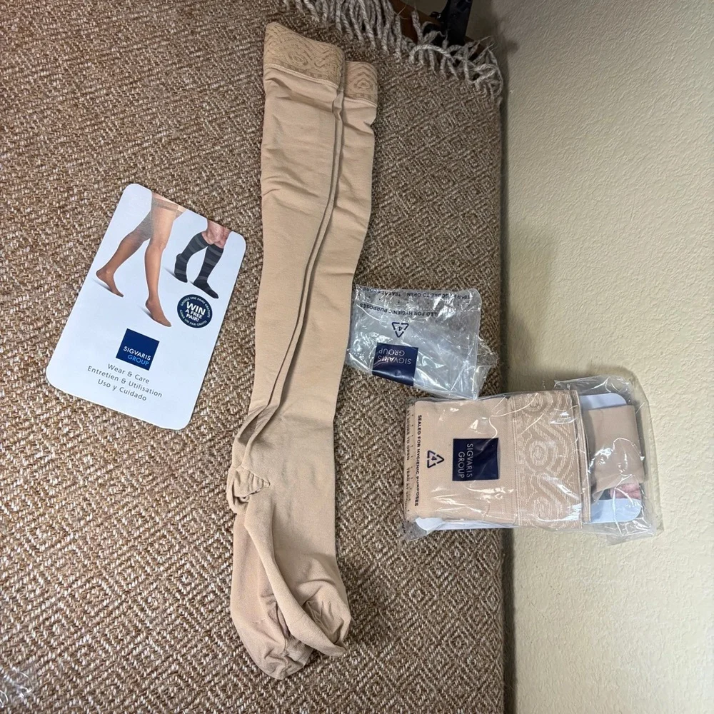 Sigvaris Select Comfort Medical Compression THIGH HIGH w/ Stay up band Lot of 2